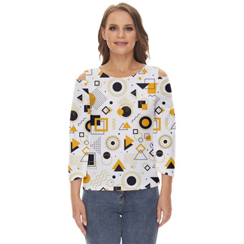 Flat Geometric Shapes Background Cut Out Wide Sleeve Top by pakminggu