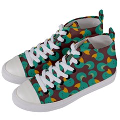 Vector Illustration Seamless Pattern With Cartoon Duck Women s Mid-top Canvas Sneakers by pakminggu