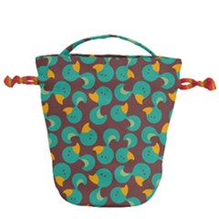 Vector Illustration Seamless Pattern With Cartoon Duck Drawstring Bucket Bag by pakminggu