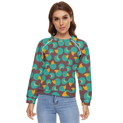 Vector Illustration Seamless Pattern With Cartoon Duck Women s Long Sleeve Raglan Tee by pakminggu