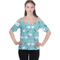 Elegant Swan Pattern Design Cutout Shoulder Tee View1