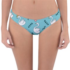 Elegant Swan Pattern Design Reversible Hipster Bikini Bottoms by pakminggu