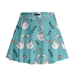 Elegant Swan Pattern Design Mini Flare Skirt by pakminggu