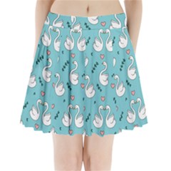 Elegant Swan Pattern Design Pleated Mini Skirt by pakminggu