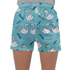 Elegant Swan Pattern Design Sleepwear Shorts by pakminggu