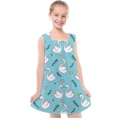 Elegant Swan Pattern Design Kids  Cross Back Dress by pakminggu