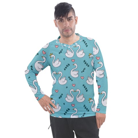 Elegant Swan Pattern Design Men s Pique Long Sleeve Tee by pakminggu