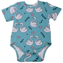 Elegant Swan Pattern Design Baby Short Sleeve Bodysuit by pakminggu