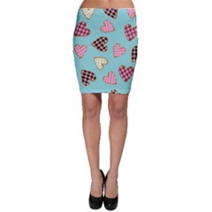 Seamless Pattern With Heart Shaped Cookies With Sugar Icing Bodycon Skirt by pakminggu