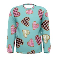 Seamless Pattern With Heart Shaped Cookies With Sugar Icing Men s Long Sleeve Tee by pakminggu