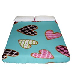 Seamless Pattern With Heart Shaped Cookies With Sugar Icing Fitted Sheet (king Size) by pakminggu