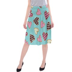 Seamless Pattern With Heart Shaped Cookies With Sugar Icing Midi Beach Skirt by pakminggu