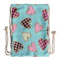 Seamless Pattern With Heart Shaped Cookies With Sugar Icing Drawstring Bag (Large) View1