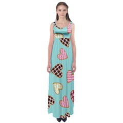 Seamless Pattern With Heart Shaped Cookies With Sugar Icing Empire Waist Maxi Dress by pakminggu