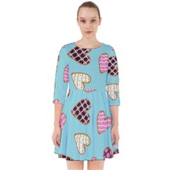 Seamless Pattern With Heart Shaped Cookies With Sugar Icing Smock Dress by pakminggu