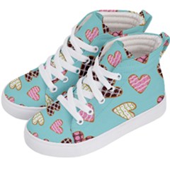 Seamless Pattern With Heart Shaped Cookies With Sugar Icing Kids  Hi-top Skate Sneakers by pakminggu