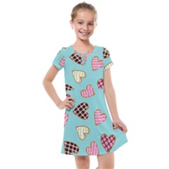 Seamless Pattern With Heart Shaped Cookies With Sugar Icing Kids  Cross Web Dress by pakminggu