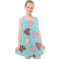 Seamless Pattern With Heart Shaped Cookies With Sugar Icing Kids  Cross Back Dress by pakminggu