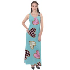 Seamless Pattern With Heart Shaped Cookies With Sugar Icing Sleeveless Velour Maxi Dress by pakminggu