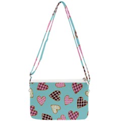 Seamless Pattern With Heart Shaped Cookies With Sugar Icing Double Gusset Crossbody Bag by pakminggu