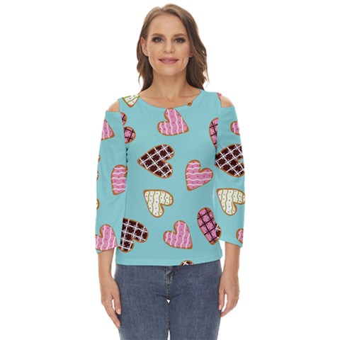 Seamless Pattern With Heart Shaped Cookies With Sugar Icing Cut Out Wide Sleeve Top by pakminggu