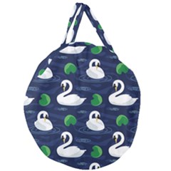 Swan Pattern Elegant Design Giant Round Zipper Tote by pakminggu