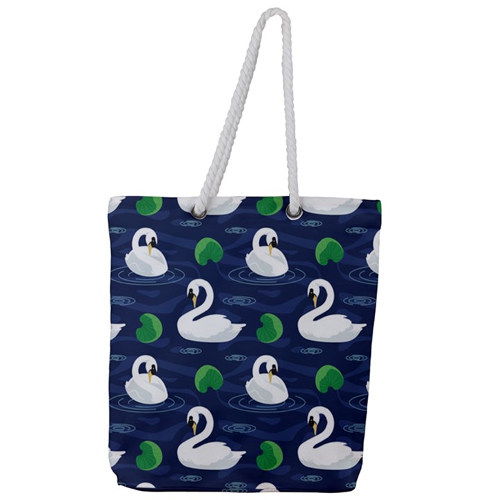 Swan Pattern Elegant Design Full Print Rope Handle Tote (Large)