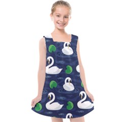 Swan Pattern Elegant Design Kids  Cross Back Dress by pakminggu