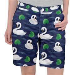 Swan Pattern Elegant Design Women s Pocket Shorts by pakminggu