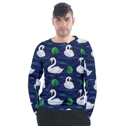 Swan Pattern Elegant Design Men s Long Sleeve Raglan Tee by pakminggu