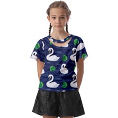 Swan Pattern Elegant Design Kids  Front Cut Tee