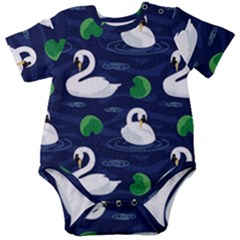 Swan Pattern Elegant Design Baby Short Sleeve Bodysuit by pakminggu