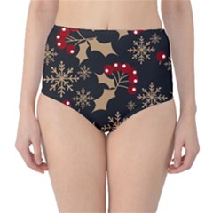 Christmas Pattern With Snowflakes Berries Classic High-waist Bikini Bottoms by pakminggu