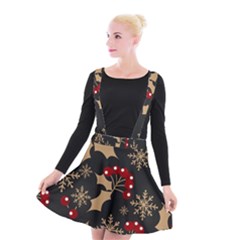 Christmas Pattern With Snowflakes Berries Suspender Skater Skirt by pakminggu