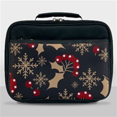 Christmas Pattern With Snowflakes Berries Lunch Bag by pakminggu