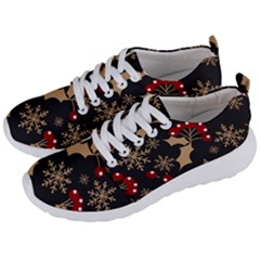 Christmas Pattern With Snowflakes Berries Men s Lightweight Sports Shoes by pakminggu