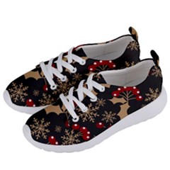 Christmas Pattern With Snowflakes Berries Women s Lightweight Sports Shoes by pakminggu