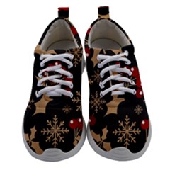 Christmas Pattern With Snowflakes Berries Women Athletic Shoes by pakminggu