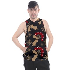 Christmas Pattern With Snowflakes Berries Men s Sleeveless Hoodie by pakminggu