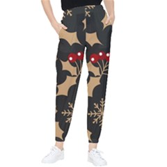 Christmas Pattern With Snowflakes Berries Women s Tapered Pants by pakminggu