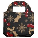 Christmas Pattern With Snowflakes Berries Premium Foldable Grocery Recycle Bag View2