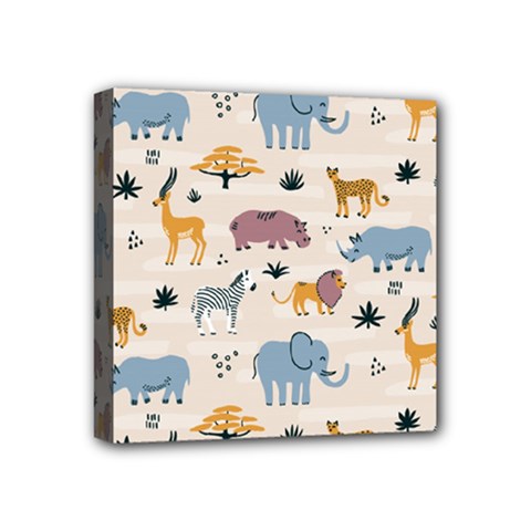 Wild Animals Seamless Pattern Mini Canvas 4  X 4  (stretched) by pakminggu