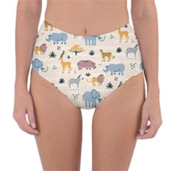 Wild Animals Seamless Pattern Reversible High-waist Bikini Bottoms by pakminggu