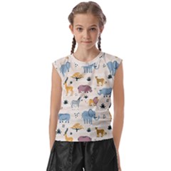 Wild Animals Seamless Pattern Kids  Raglan Cap Sleeve Tee by pakminggu