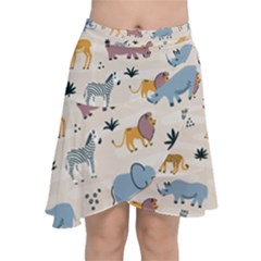 Wild Animals Seamless Pattern Chiffon Wrap Front Skirt by pakminggu