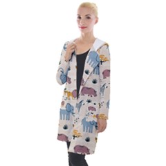 Wild Animals Seamless Pattern Hooded Pocket Cardigan by pakminggu