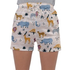 Wild Animals Seamless Pattern Sleepwear Shorts by pakminggu