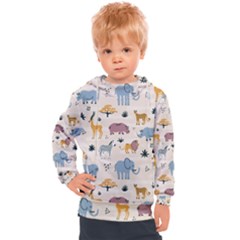 Wild Animals Seamless Pattern Kids  Hooded Pullover by pakminggu