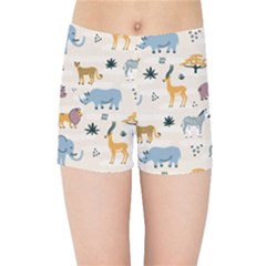 Wild Animals Seamless Pattern Kids  Sports Shorts by pakminggu