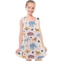 Wild Animals Seamless Pattern Kids  Cross Back Dress View1